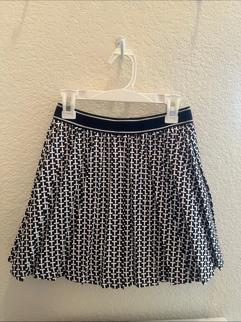 Tory Burch Navy and White Graphic Circle Skirt